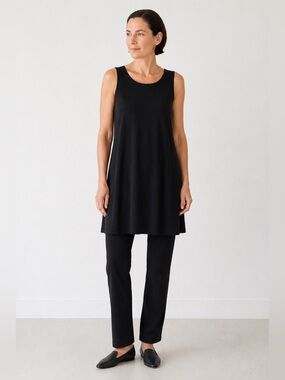 Sympli Black Mini Tank Dress Tunic Slinky Stretchy Sleeveless Minimalist Size 12